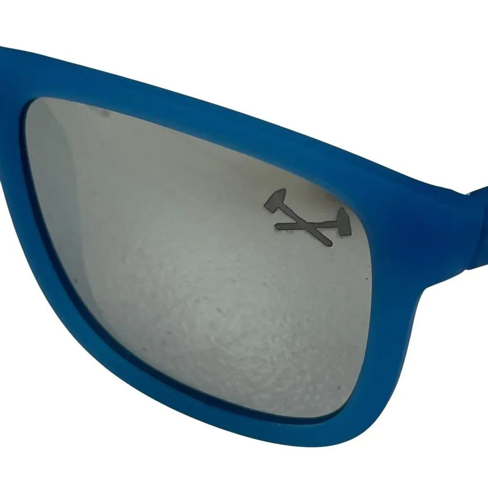 Iron Klad Sunglasses Blue Soft Touch Frame Mirror Lens Box And Bag Included